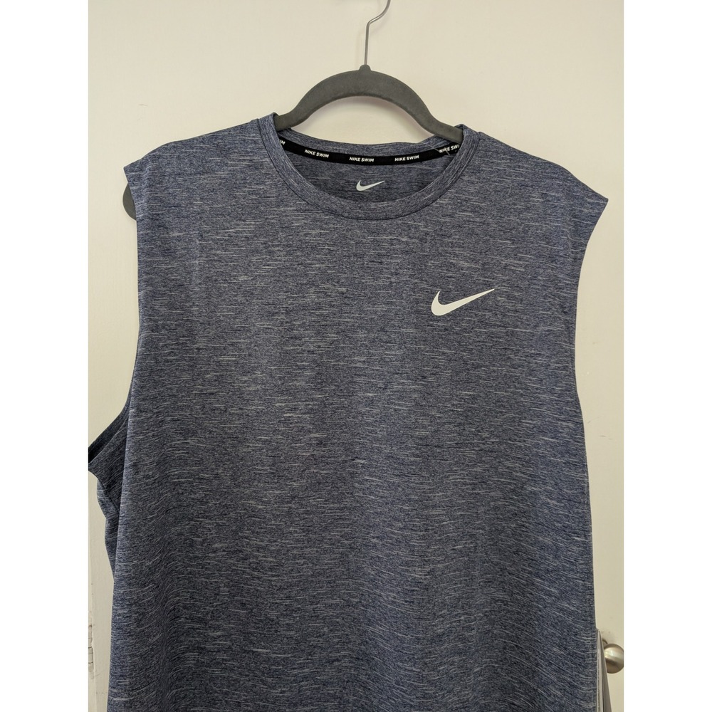 Nike Swim Mens Dri-FIT UPF 40+ Sleeveless Rash Guard Blue Heather Mens XL